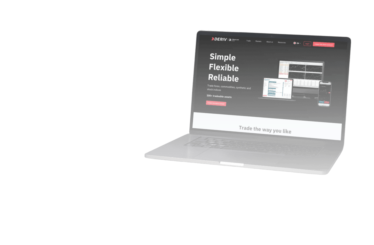 Deriv trading platform mockup